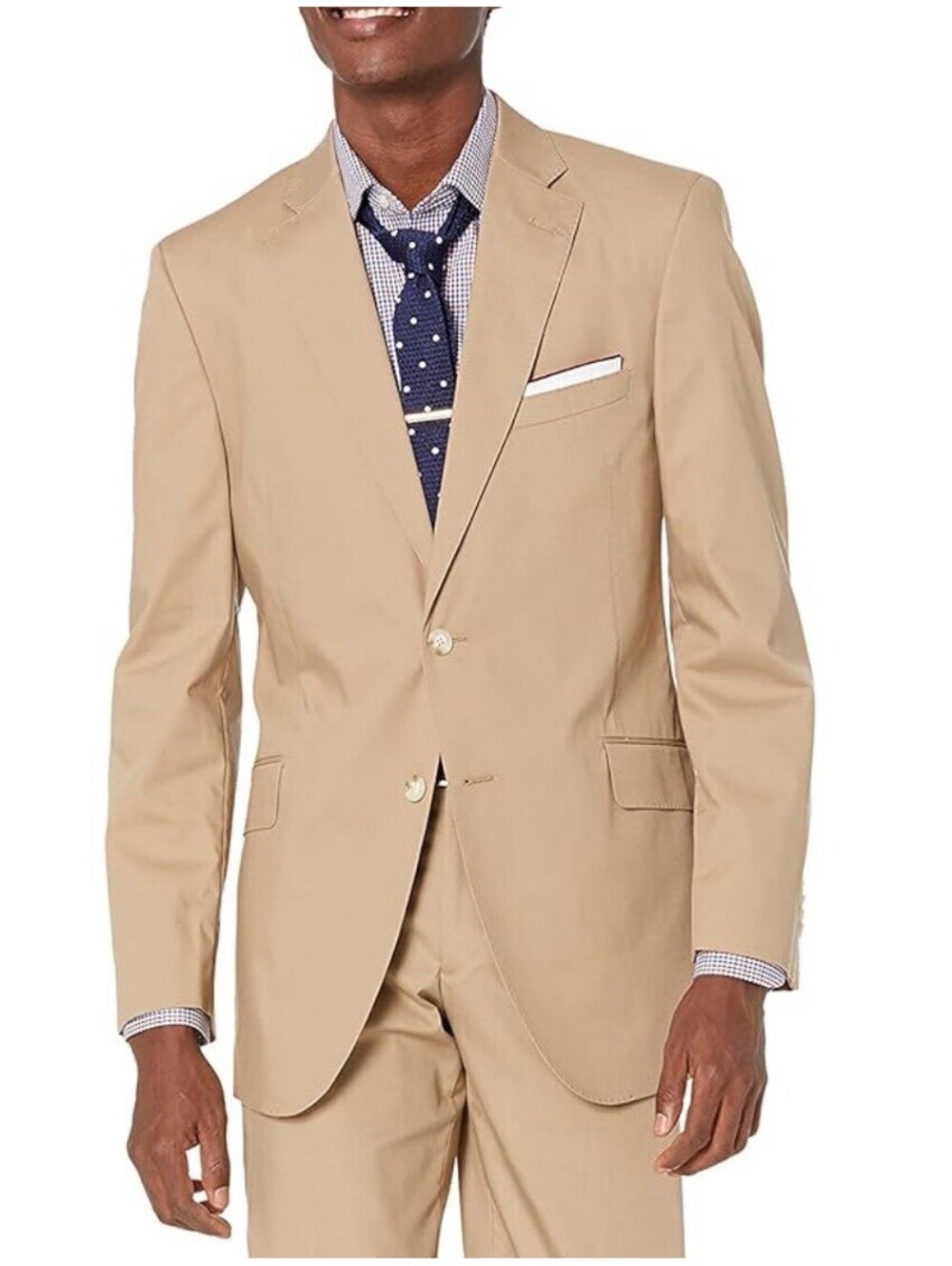 Kroon Men's Irons Aim Active Poplin Suit Coat Flex Fit Size 44L Khaki